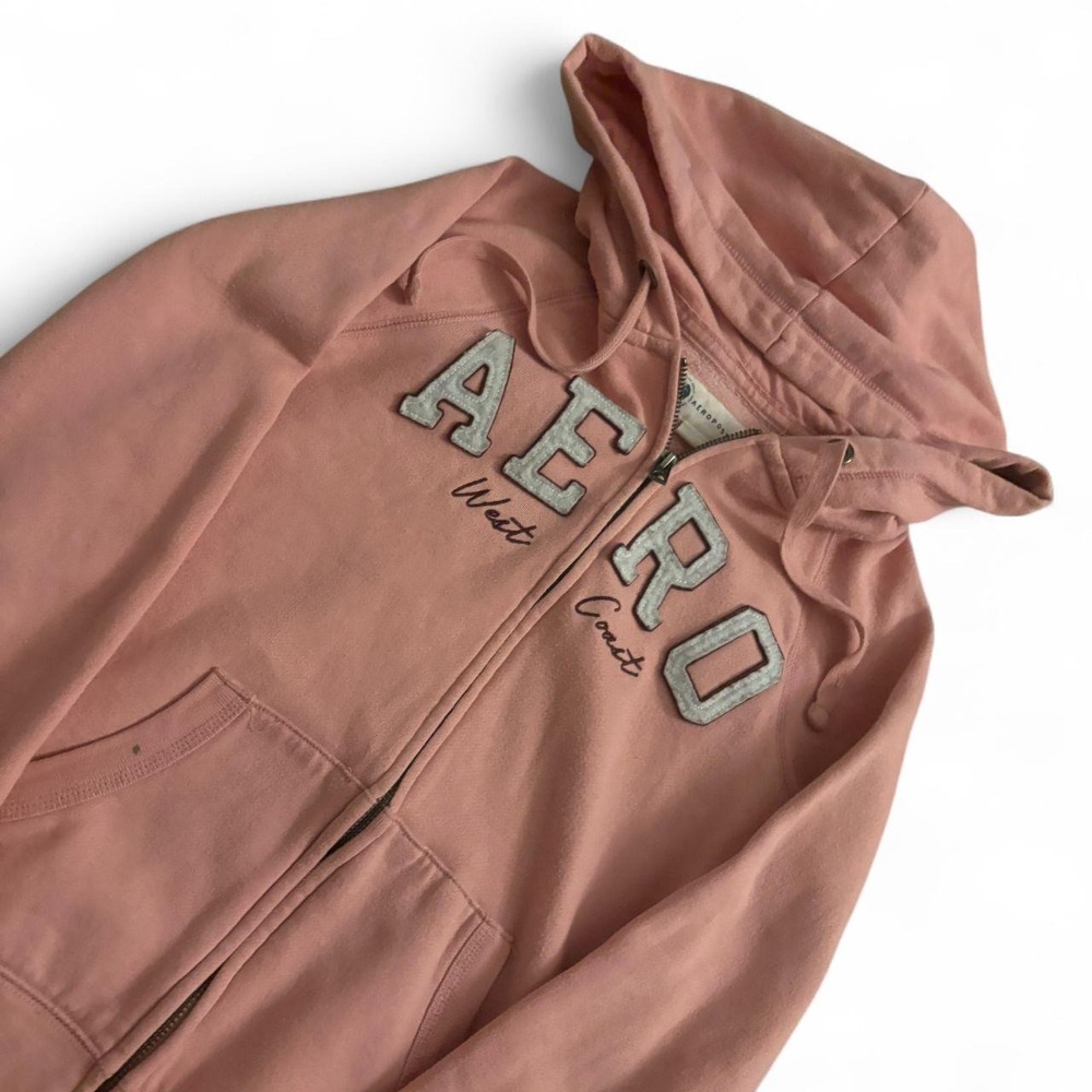 Aeropostale Vintage Pink AERO West Coast Zip Up Hoodie XS Y2K